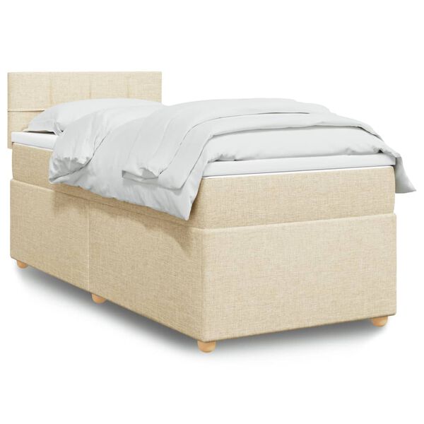 vidaXL Sommier &agrave; lattes de lit avec matelas Cr&egrave;me 90x200 cm Tissu