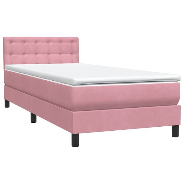 vidaXL Sommier &agrave; lattes de lit avec matelas rose 100x210 cm velours