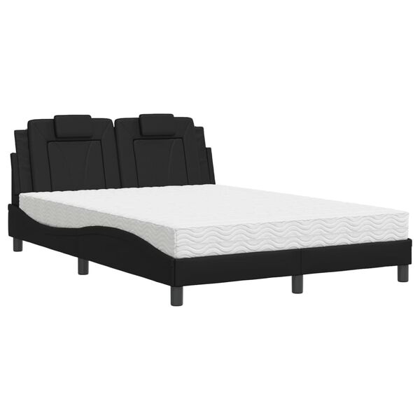 vidaXL Lit Viana avec matelas noir 140x200 cm similicuir