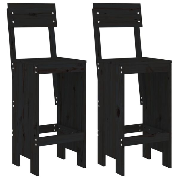 vidaXL Ensemble de bar de jardin 3 pcs noir bois de pin massif