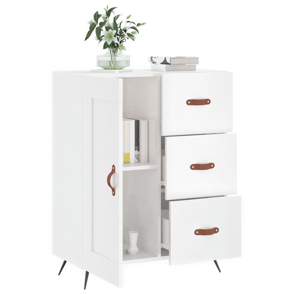 vidaXL Buffet Blanc brillant 69,5x34x90 cm Bois d'ing&eacute;nierie