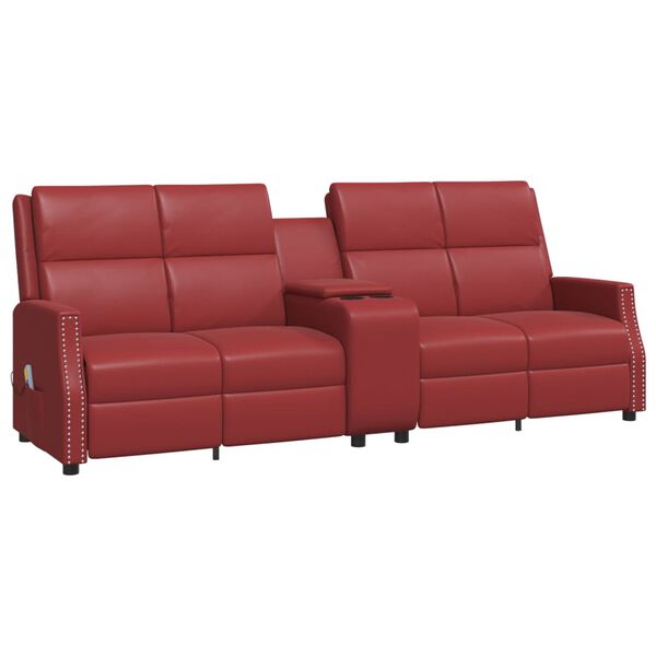 vidaXL Fauteuil de massage inclinable 4 places rouge bordeaux