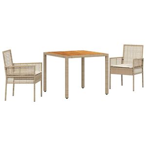 vidaXL Ensemble de salle &agrave; manger pour jardin 3 pcs Beige polyrotin