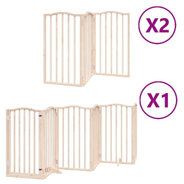 vidaXL Barri&egrave;re pour chien porte pliable 12 panneaux bois de peuplier