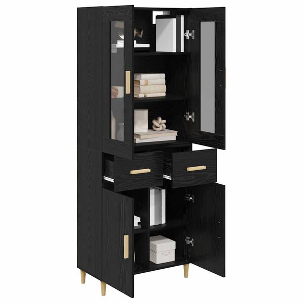 vidaXL Haut Armoire Ch&ecirc;ne noir 69,5 x 34 x 180 cm Bois d'ing&eacute;nierie