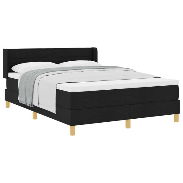 vidaXL Lit &agrave; ressorts avec matelas Noir 200 x 160 cm Polyester