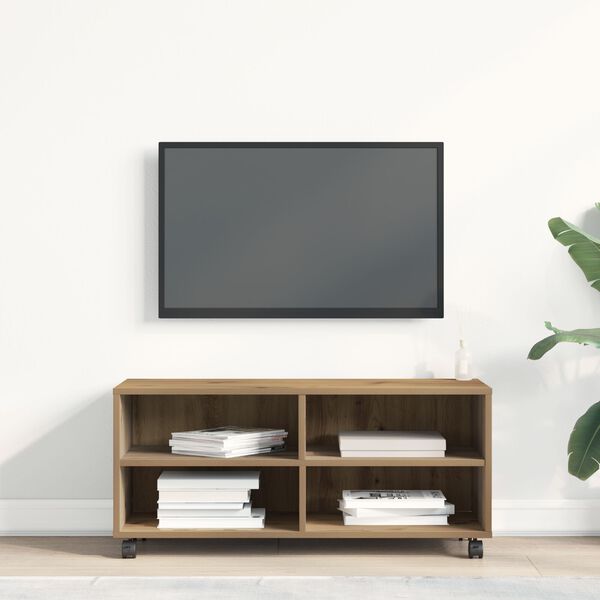 vidaXL Meuble TV Marron 90 x 35 x 40,5 cm Bois d'ing&eacute;nierie