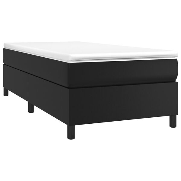 vidaXL Sommier à lattes de lit avec matelas Noir 90x200 cm Similicuir