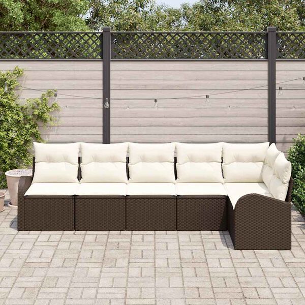 vidaXL Ensemble de canap&eacute; de jardin 6 pcs Marron Poly rotin