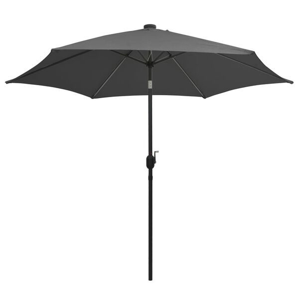 vidaXL Parasol de jardin et lumi&egrave;res LED m&acirc;t en aluminium anthracite