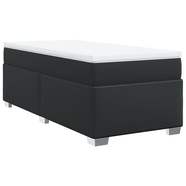 vidaXL Sommier &agrave; lattes de lit avec matelas Noir 90x190 cm Similicuir