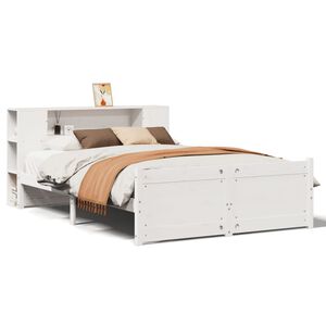 vidaXL Lit biblioth&egrave;que sans matelas blanc 140x190 cm bois pin massif
