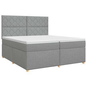 vidaXL Lit boxspring avec matelas Gris clair 200 x 200 cm Tissu