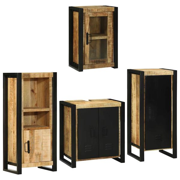 vidaXL Ensemble de mobilier de salle de bain avec &eacute;tag&egrave;re 4 pcs