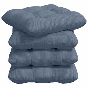 vidaXL Coussins de si&egrave;ge 4 pcs Bleu 45 x 45 cm Tissu en velours c&ocirc;tel&eacute;