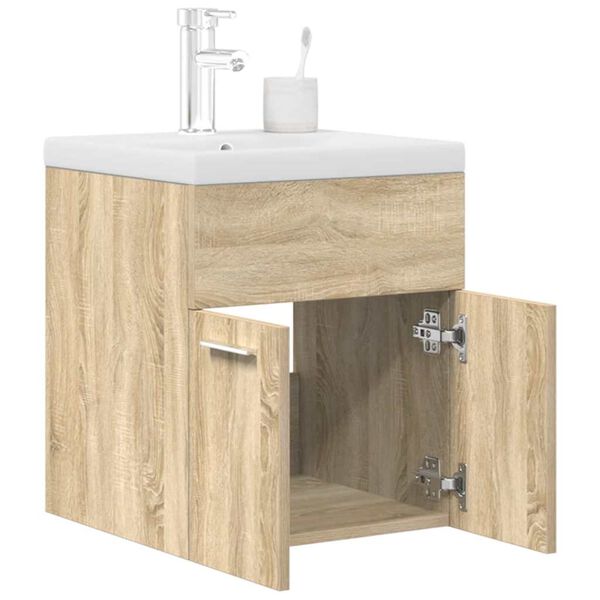 vidaXL Armoire lavabo de salle de bain et vasque et robinet int&eacute;gr&eacute;s