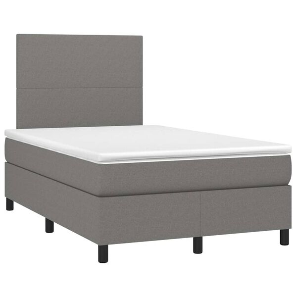 vidaXL Sommier &agrave; lattes de lit matelas LED gris fonc&eacute; 120x190 cm tissu