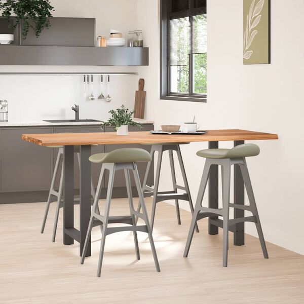 vidaXL Table de bar rectangulaire en ch&ecirc;ne massif avec bords naturels 200 x 80 x 92 cm