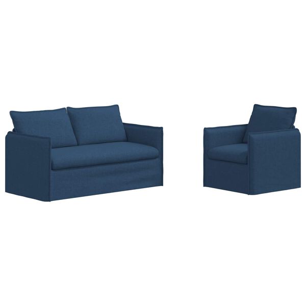vidaXL Canap&eacute; 2 pcs Bleu