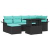 vidaXL Ensemble de canap&eacute; de jardin avec coussin 7 pcs Noir Poly rotin