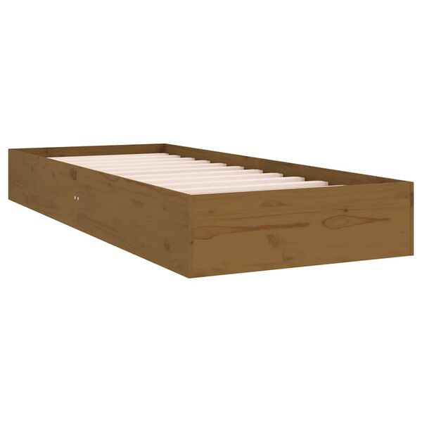 vidaXL Cadre de lit sans matelas marron miel bois massif 75x190 cm