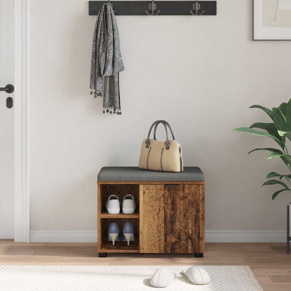 vidaXL Banc d'entr&eacute;e avec coussin Bois ancien 60 x 38 x 46 cm