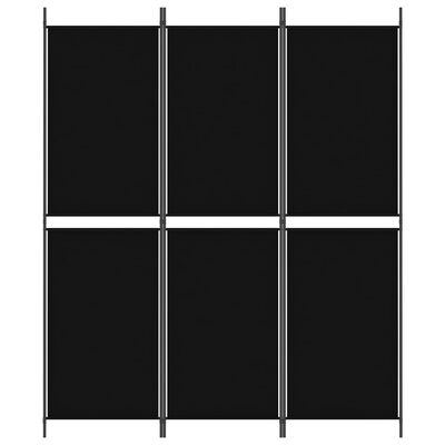vidaXL Cloison de séparation 3 panneaux Noir 150x180 cm Tissu