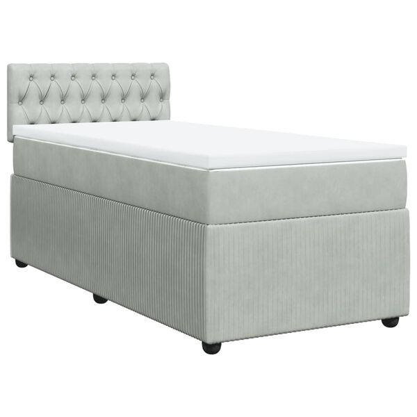 vidaXL Sommier &agrave; lattes de lit et matelas Gris clair 90x200 cm Velours