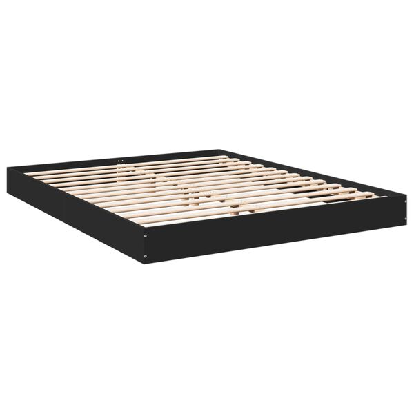 vidaXL Cadre de lit sans matelas noir 160x200 cm bois d'ing&eacute;nierie