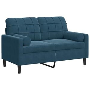 vidaXL Canap&eacute; 2 places avec oreillers d&eacute;coratifs bleu 120 cm velours