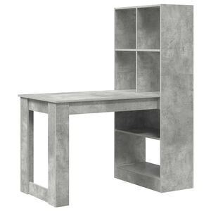 vidaXL Bureau Gris b&eacute;ton 122 x 67 x 145 cm Bois d'ing&eacute;nierie