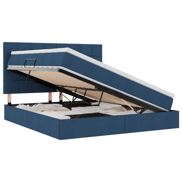vidaXL Lit avec rangement et matelas Bleu 160 x 200 cm Polyester