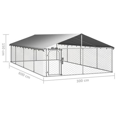 vidaXL Chenil d'extérieur avec toit pour chiens 600x300x150 cm