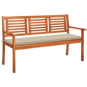 vidaXL Banc de jardin 3 places avec coussin 150 cm Bois d'eucalyptus