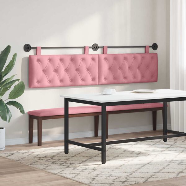 vidaXL T&ecirc;te de lit suspendue Rose 210 x 55 x 7 cm Velours