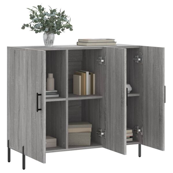 vidaXL Buffet sonoma gris 90x34x80 cm bois d'ing&eacute;nierie
