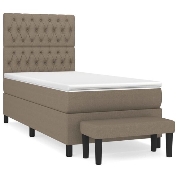 vidaXL Sommier &agrave; lattes de lit avec matelas Taupe 90x190 cm Tissu