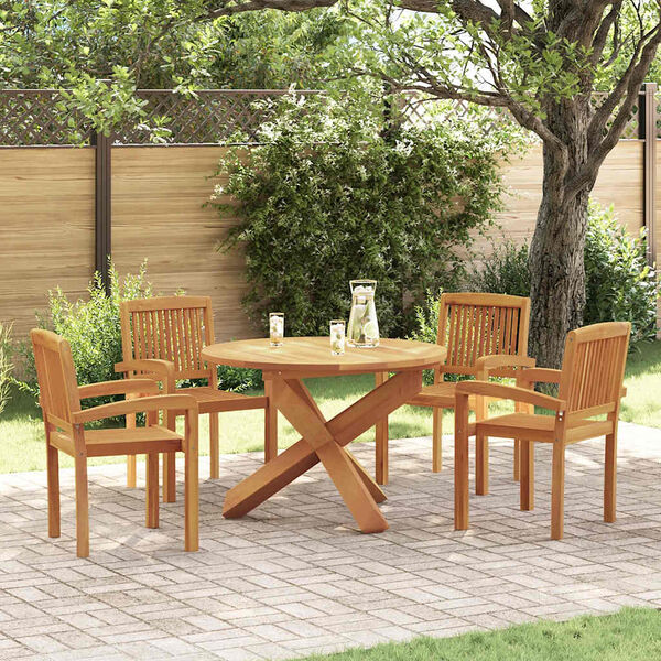 vidaXL Ensemble à manger de jardin 5 pcs Bois de teck massif