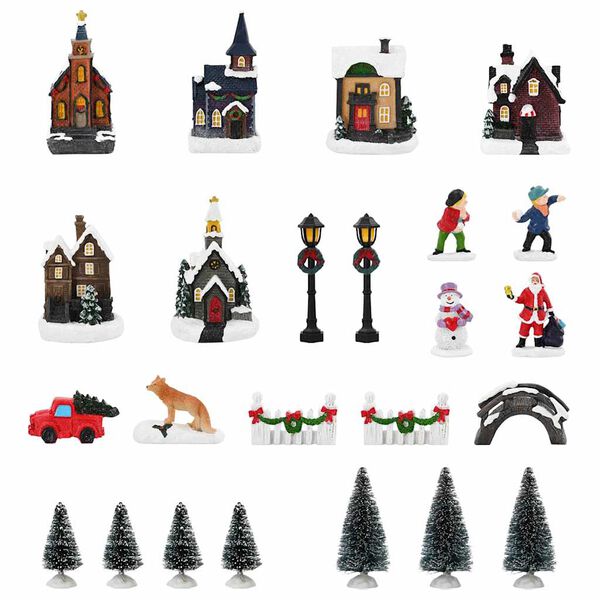 vidaXL D&eacute;cor de Table de No&euml;l Multicolore R&eacute;sine, Plastique