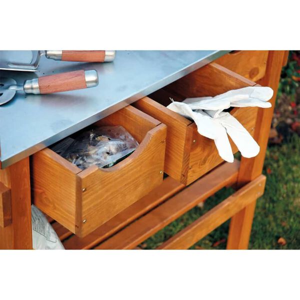 dobar Table de plantation en bois avec 3 tiroirs marron