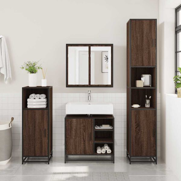 vidaXL Armoire de lavabo de salle de bain ch&ecirc;ne marron 65x33x60 cm