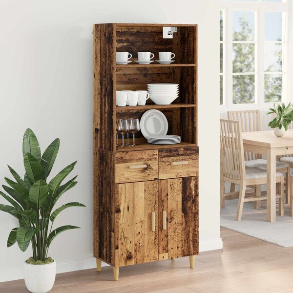 vidaXL Haut Armoire Bois Ancien 69,5 x 32,5 x 180 cm Bois d'ing&eacute;nierie