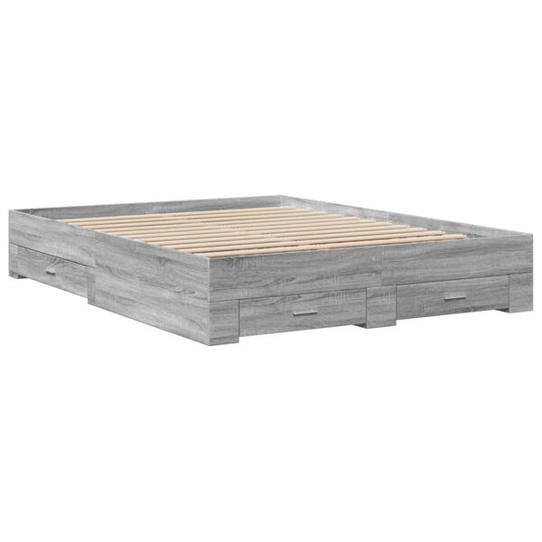 vidaXL Cadre de lit avec tiroirs sans matelas sonoma gris 160x200 cm