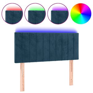 vidaXL T&ecirc;te de lit &agrave; LED Bleu fonc&eacute; 80x5x78/88 cm Velours
