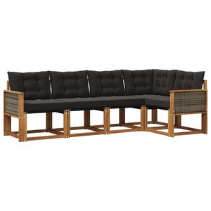 vidaXL Ensemble de canap&eacute;s d'ext&eacute;rieur 5 pc Naturel et noir