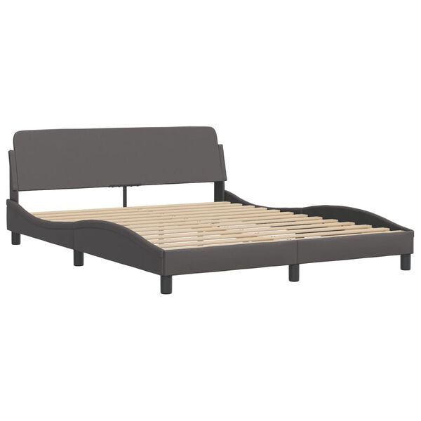 vidaXL Lit avec matelas Dover gris 160x200 cm similicuir