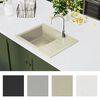 vidaXL &Eacute;vier de cuisine avec trou de trop-plein ovale Beige Granit