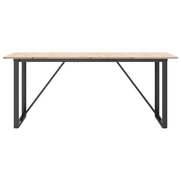 vidaXL Table &agrave; manger cadre en O 180x90x75 cm bois de pin massif acier