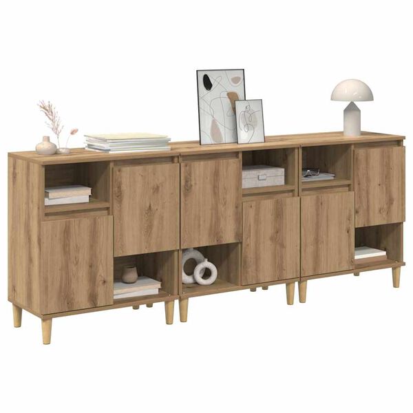 vidaXL Buffets 3 pcs Ch&ecirc;ne artisanal 60 x 35 x 70 cm Bois d'ing&eacute;nierie
