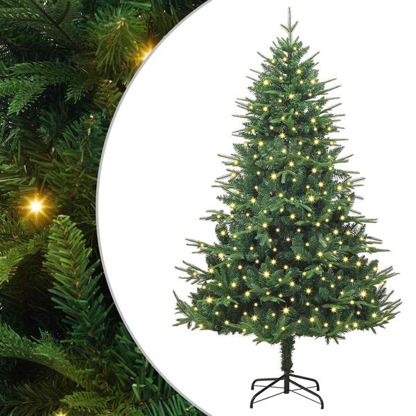 vidaXL Sapin de No&euml;l artificiel pr&eacute;-&eacute;clair&eacute; Vert 180 cm PVC et PE